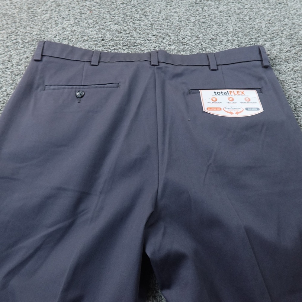 NEW Roundtree Yorke Pants Mens 38X30 Blue Chino Dress Trouser Stretch Pleated